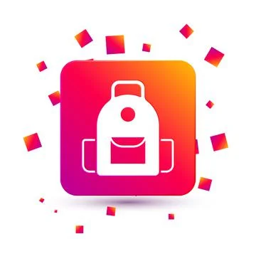 White School backpack icon isolated on white background. Square color button Stock Illustration