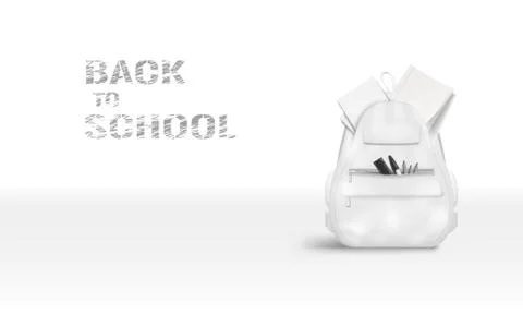 White School Bag. Light Back To School Poster Stock Illustration