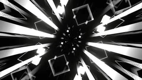 White Sci Fi Abstract Striped Cyber ​​Tunnel Background VJ Loop in 4K Vidéo 328357931