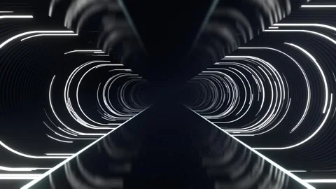 White Sci-Fi Neon Tunnel Background VJ Loop l 4K Stock Footage 295878785