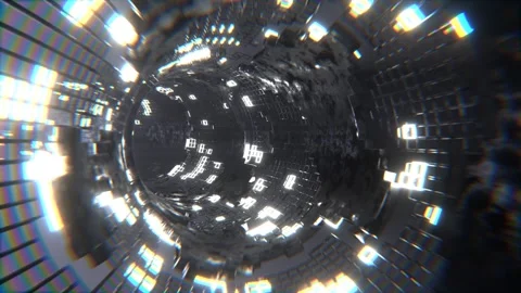 White Sci-Fi Torus Tunnel Elements Neon Grid Background VJ Loop l 4K Stock Footage 294916003