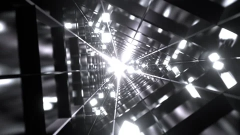 White Sci-Fi Triangular Tunnel with Neon Cubes Background VJ Loop l 4K Stock Footage 294912382
