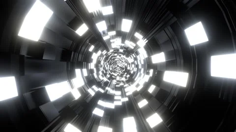 White Sci-Fi Tunnel with Neon Squares Background VJ Loop l 4K Stock Footage 294922252