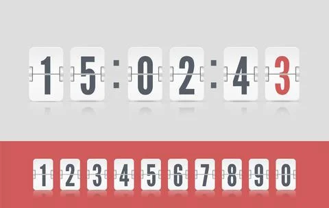 White scoreboard number font. Vector modern ui design old countdown timer Stock Illustration