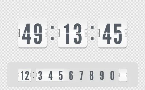 White scoreboard number font. Vector coming soon web page template with flip Stock Illustration