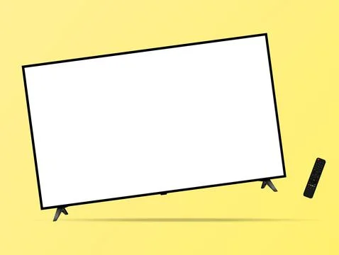 White screen oled tv floated on yellow background Stock Illustration