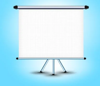 White screen projector horizontal on a stand Stock Illustration