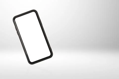 White screen smartphone on gray background Fotos de archivo