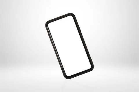 White screen smartphone on gray background Stock-Fotos