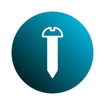 White screw icon on blue circle gradient background presenting carpentry to.. Stock Illustration