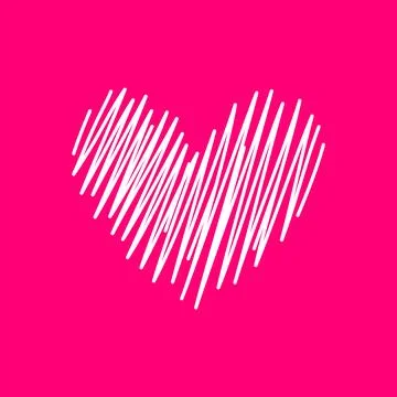 White Scribble Heart Icon On Pink Background Stock Illustration