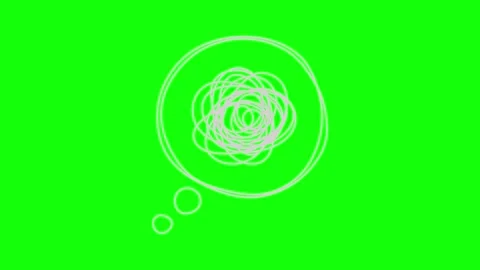 White scribble thought bubble animated loop on green screen Vidéo 337546352