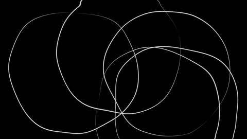 White scribbled circles rotating on black background. Motion Stock Footage 315699942