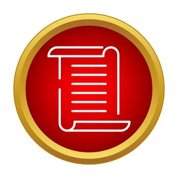 White scroll outline icon on red circle Stock Illustration