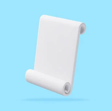 White scroll paper icon in 3D style. Illustrazione stock