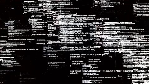 White scrolling lines of programming language on black background. Animation Stock Footage 139202933