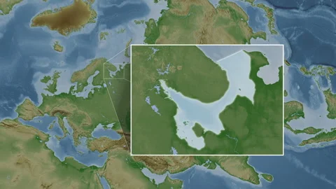 White Sea. Pale map. Patterson Cylindrical. Diagram Stock Footage 340506692