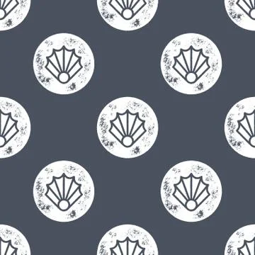 White Sea Shell Pattern on Blue Background Stock Illustration