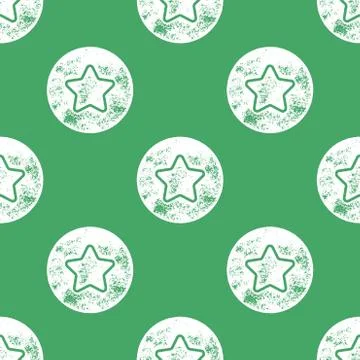 White Sea Star Pattern on Green Background Stock Illustration