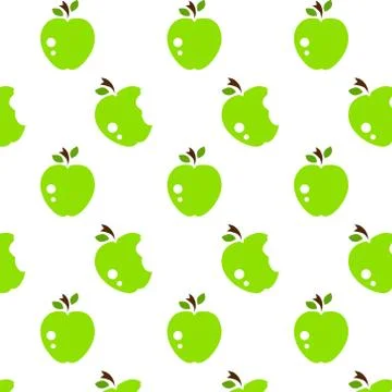 White seamless background design with green apples Stock Illustration