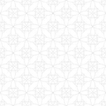 White seamless geometric ornamental pattern - oriental background. Ornate d.. Stock Illustration