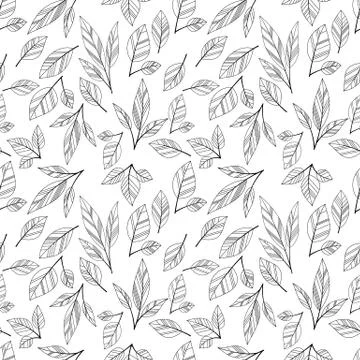 White seamless leaves Stock Illustration