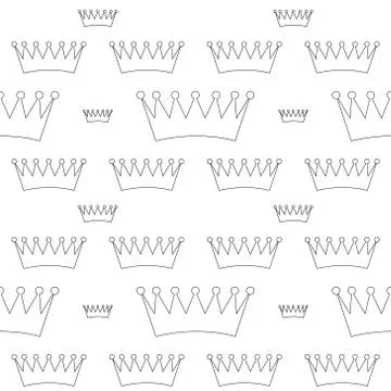 White seamless pattern with black crown. vector Stock Illustration