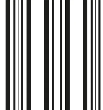 White seamless pattern with black vertical lines and stripe. Stock Illustration