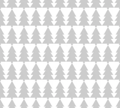 White seamless pattern for Christmas. Grey trees and rhombs on a white Stock Illustration