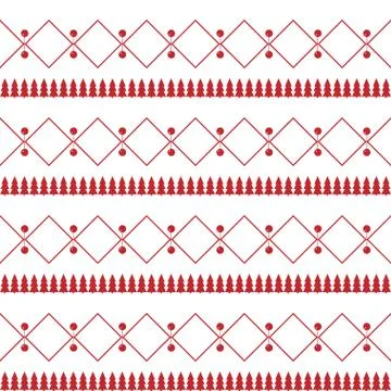 White seamless pattern for Christmas. Red ornament on a white background Illustrazione stock
