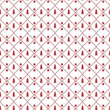 White seamless pattern for Christmas. Red ornament on a white background Stock Illustration