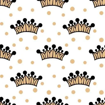White seamless pattern with crown. vector Stock Illustration