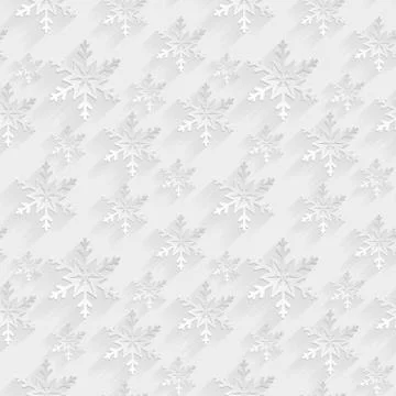 White seamless pattern with flat snowflakes. Vector background. Stock Illustration