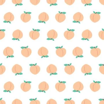 White seamless pattern with peaches Stock Illustration