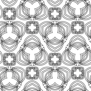 White seamless pattern with thin black geometric tracery Stock Illustration