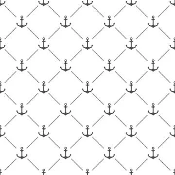White seamless pattern with vector anchors Stock Illustration