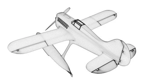 White seaplane web. 3D render Stock Illustration