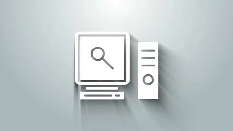 White Search on computer screen icon isolated on grey background. Screen and 库存影片 145862874