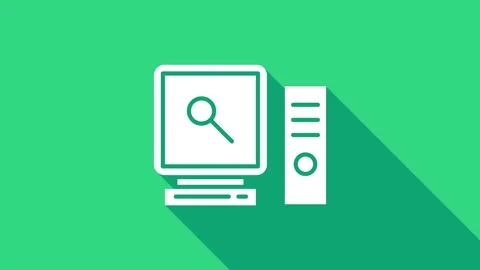White Search on computer screen icon isolated on green background. Screen and 库存影片 147151235