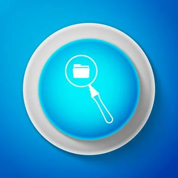 White Search concept with folder icon isolated on blue background. Magnifying Stock-Illustration