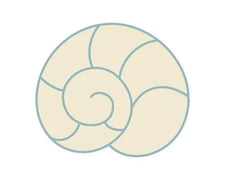 White seashell, spiral shell. Marine underwater swirling sea shell of round Stock Illustration