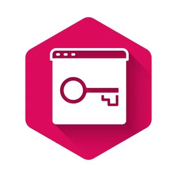 White Secure your site with HTTPS, SSL icon isolated with long shadow background Illustration