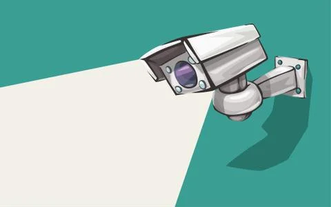 White security camera on green Stock Illustration
