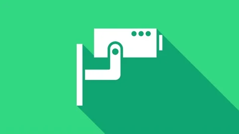 White Security camera icon isolated on green background. 4K Video motion graphic Stock Footage 147151328