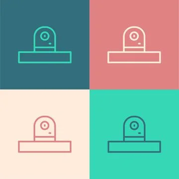 White Security camera icon isolated on black background. Vector Illustrazione stock