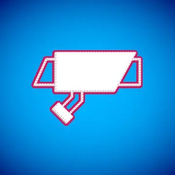 White Security camera icon isolated on blue background. Vector Illustrazione stock