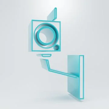 White Security camera icon isolated on grey background. Minimalism concept... Stock Illustration