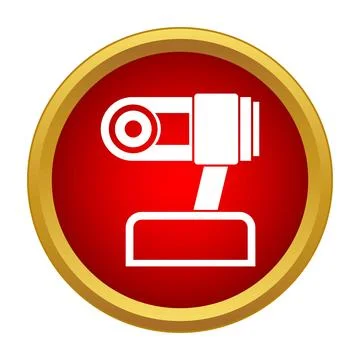 White security camera icon on red button Stock Illustration