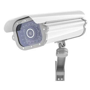White Security Surveillance Camera, 3D rendering Stock Illustration