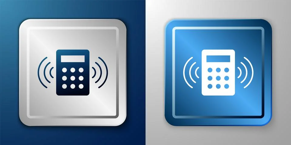 White Security system control panel with display icon isolated on blue and gr Stock Illustration